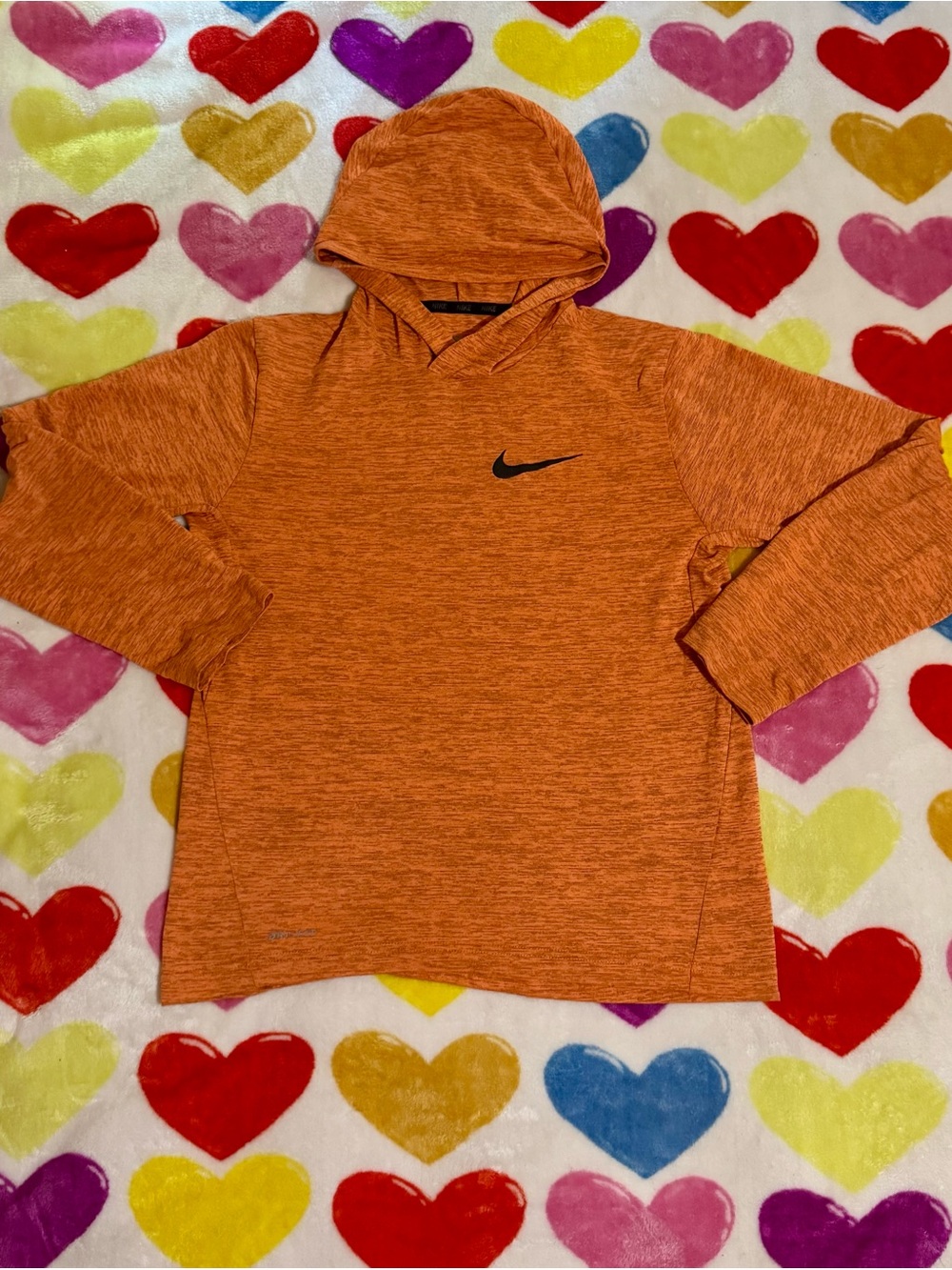 Nike boy’s Orange Marled Hooded Long Sleeve shirt